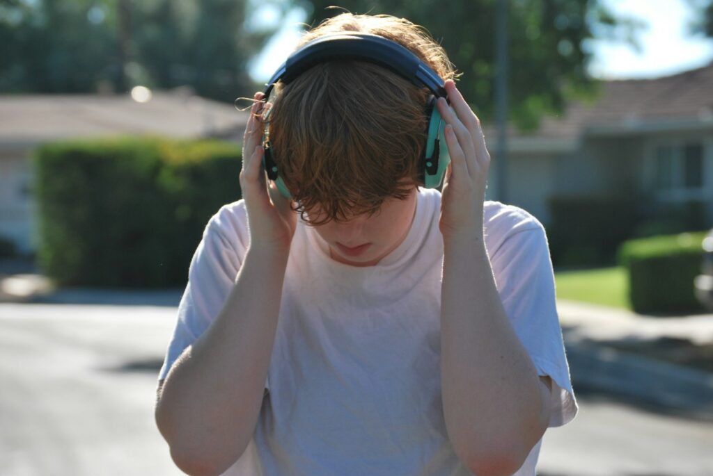a person wearing headphones